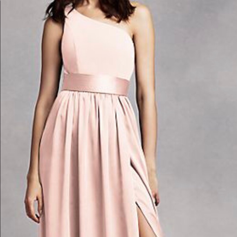 Vera Wang Blush Pink One Shoulder Dress